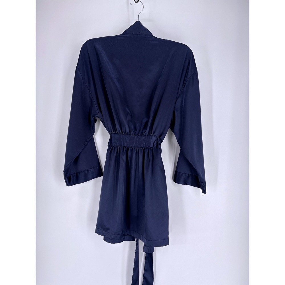 Victoria's Secret Kimono Robe Womens O/S Navy Blue Tie Waist Satin - Picture 6 of 7